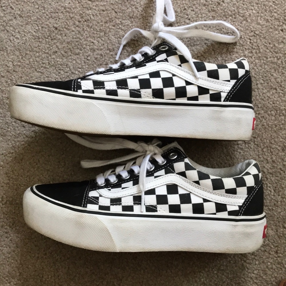 Checkered platform vans